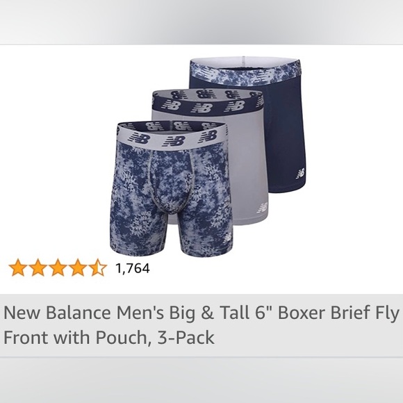 New Balance Men’s Big & Tall Boxer Brief 3 Pair 5XL. - Picture 11 of 13